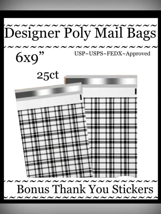 25ct 6x9’ Polymailer Bags~BONUS 25ct Free Stickers~New~