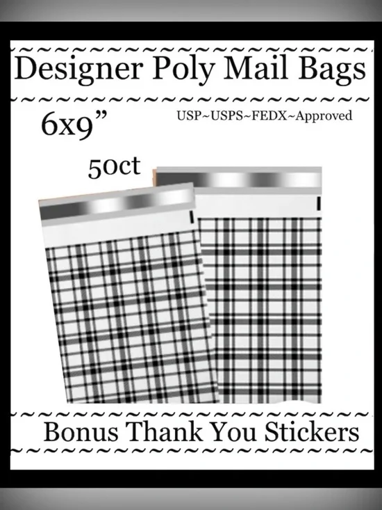 50ct 6x9’ Polymailer Bags~BONUS 50ct Free Stickers~New~ Quality Designer