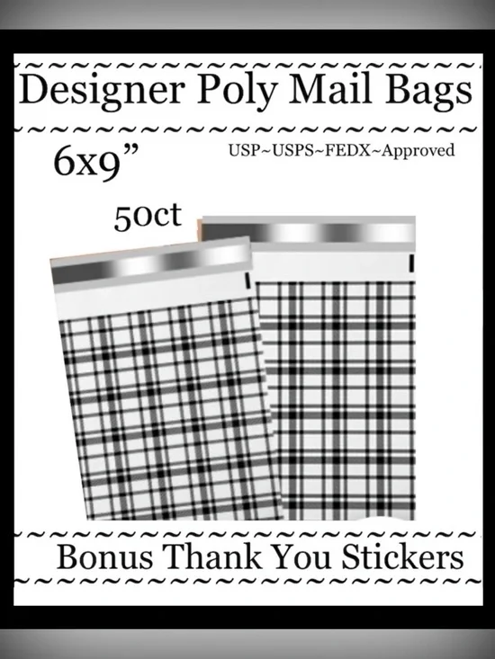 50ct 6x9’ Polymailer Bags~BONUS 50ct Free Stickers~New~ Quality Designer