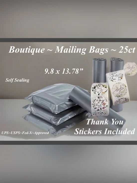 Poly Mailing Bags 9.8 X 13.78” W/Thank You Stickers~25ct & 25ct of Each 〰️🆕〰️