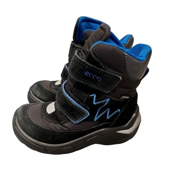 ECCO Snowride Children's Gore-Tex Winter Boots Black Blue Toddler‎ Size 10