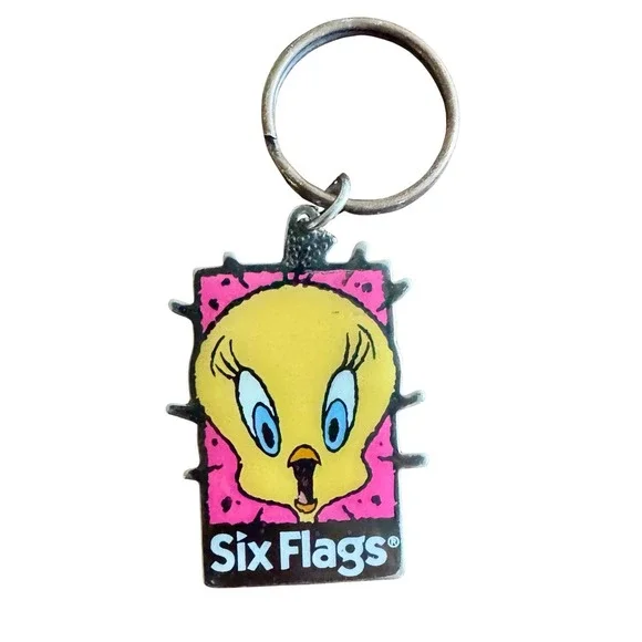 Vintage 1998 Warner Bros Inc Looney Tunes Tweety Bird Key Chain Six Flags‎
