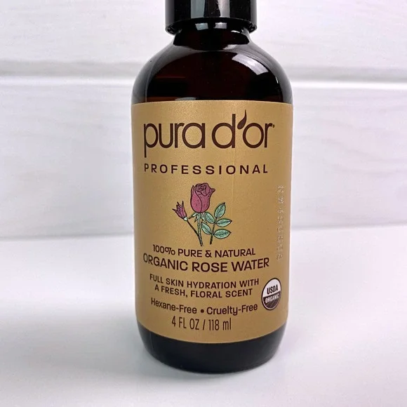 Pura d'or Organic Rose Water Toner Spray Skin Hydrator‎ Moisturizer Antioxidant
