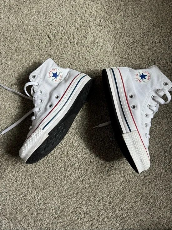 Converse White High-Top Sneakers with Red Trim