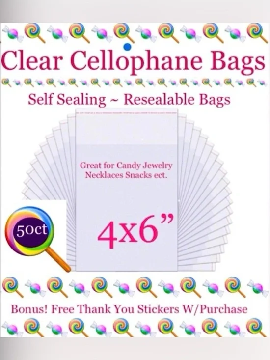 Clear Self-Sealing Resealable Cellophane Bags 4 x 6