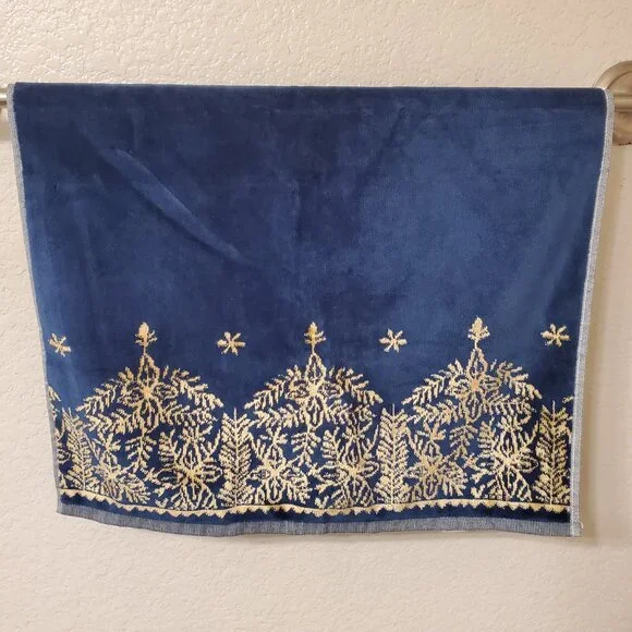 Vintage Southern Living Navy Blue & Yellow Hand Towel
