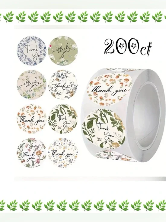 Thank You Design Stickers 200~ 1” (Boutique) ~NEW~ 2 For $20