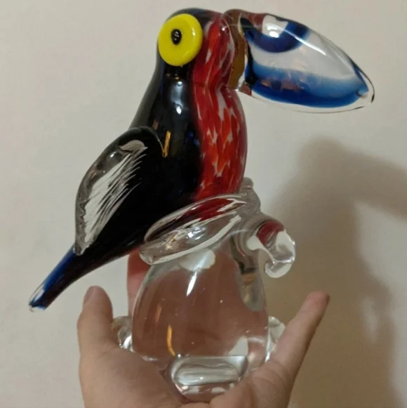 Colorful Glass Toucan Bird Figurine Art