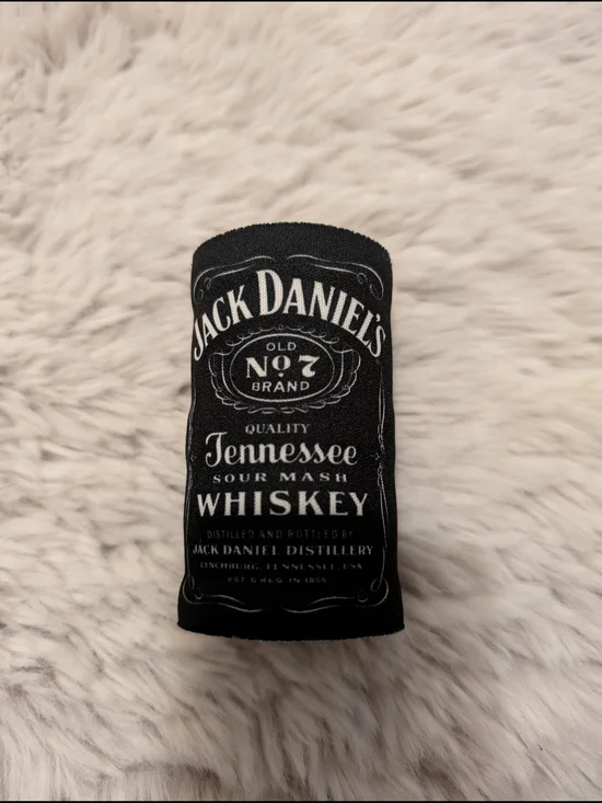 Jack Daniel's Whiskey Black Bottle Can Beer Soda Slap on Koozie.