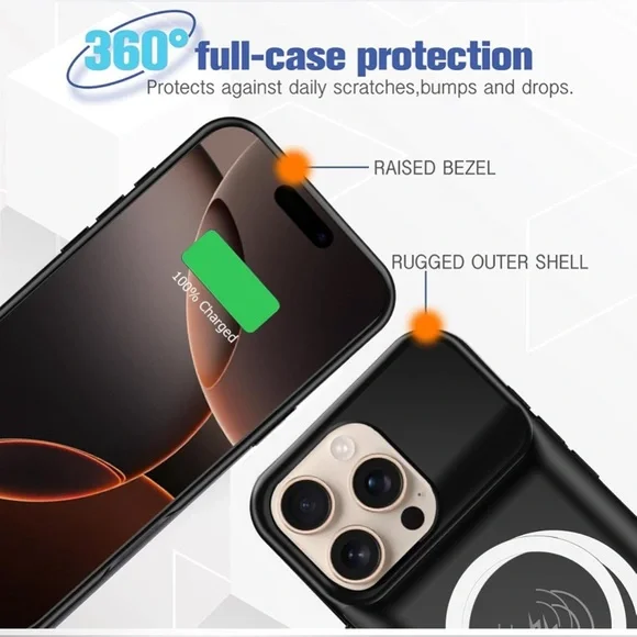 Battery Case for iPhone 14 Pro Max, 12000mAh High Capacity Portable Charger Case