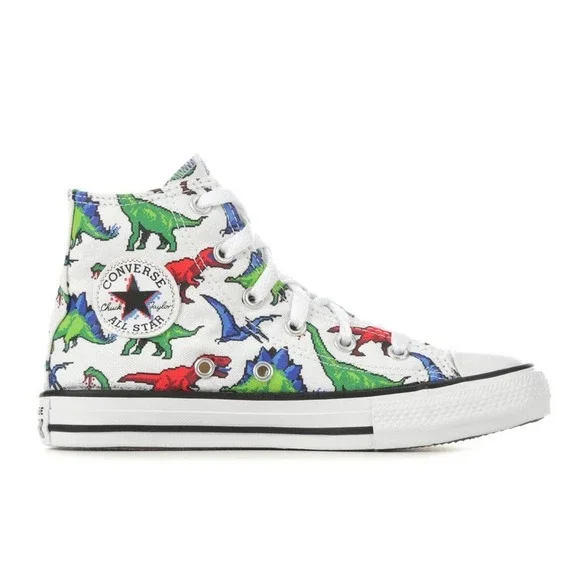 Converse Chuck Taylor All Star Dinosaur High Top Canvas Shoes Size 2 Kids