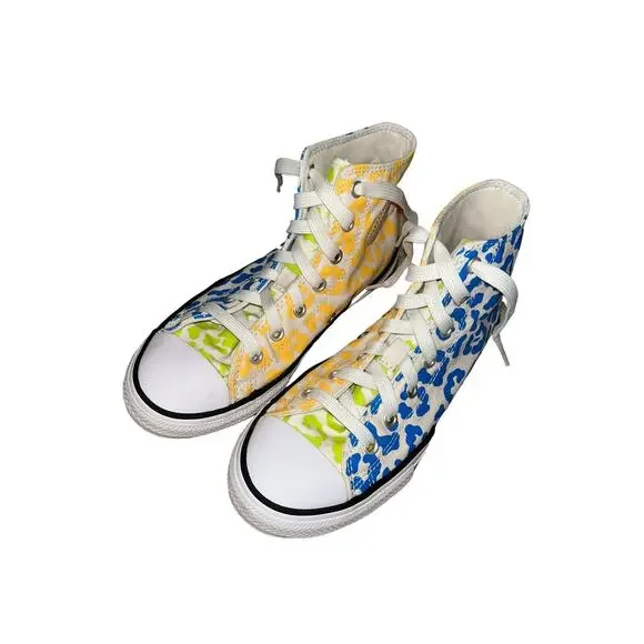 Converse CTAS HI Marquis Mills Junior Sz 3 Leopard Print Sneaker Shoe‎ EUC