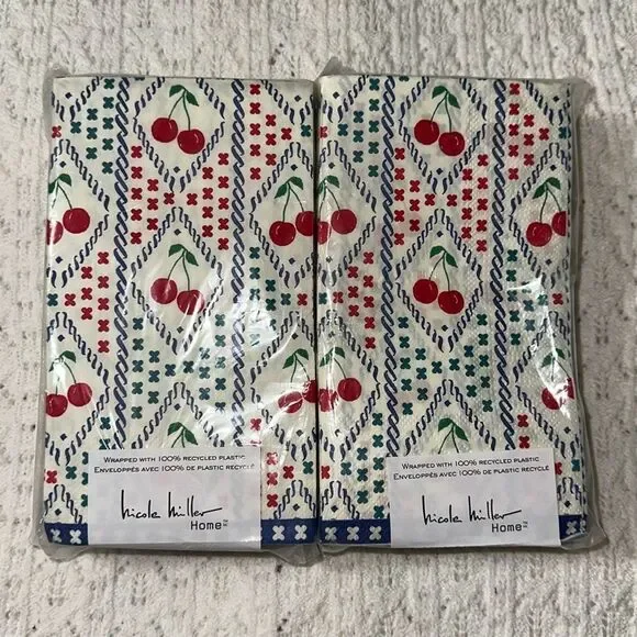 nicole miller 40 x 2pk Guest Paper Towel Napkins Cherry Print