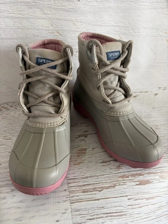 Sperry Port Pink and Grey Duck Boots