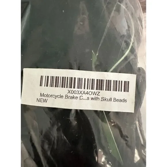 Motorcycle Brake Cable Covers with Skull Beads‎ Black Green Accent Custom Bike