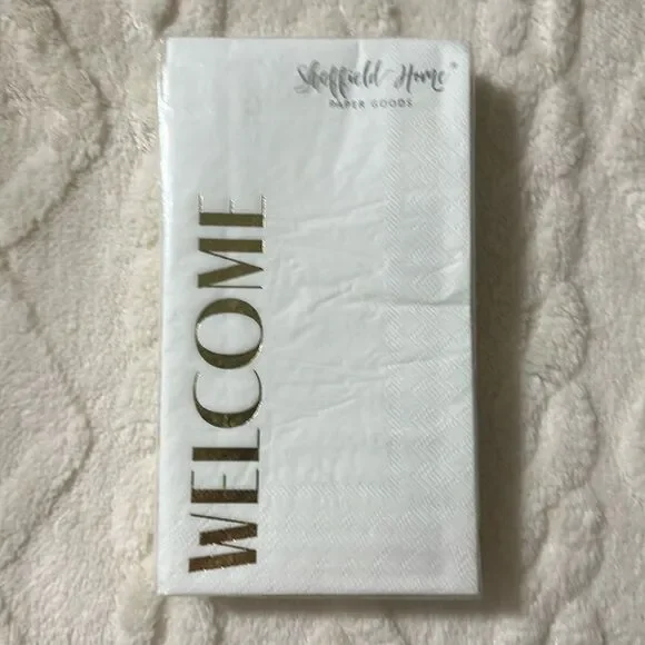Sheffield Home WELCOME White Gold Guest Paper Towel Napkins 32 Count