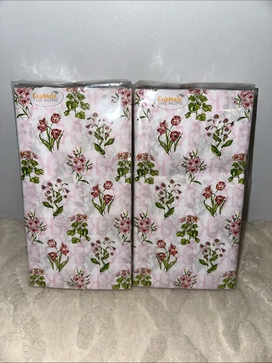 Celebrate THE HOME 32 x 2 pk Garden Bouquet Pink White Green Red Guest Towel