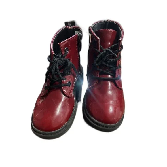 Toddler Combat Boots‎ with Zipper Maroon size 12