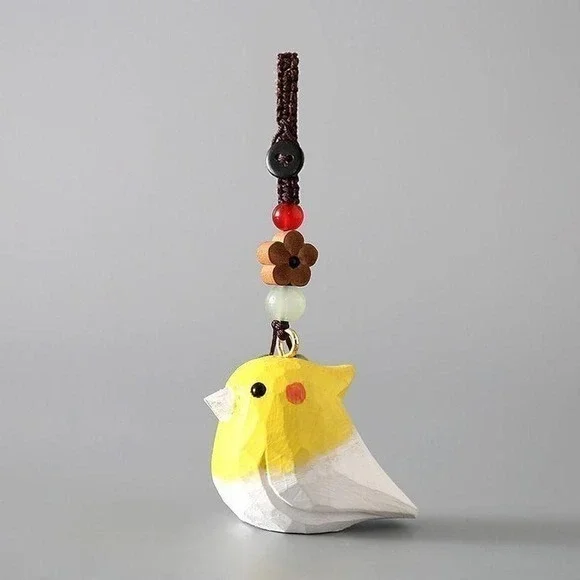 Take Your Little Wooden Hand-Carved Yellow Bird Pendant 1.69