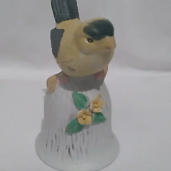 Vintage Yellow Finch Bird Bone-china Bell (S1)