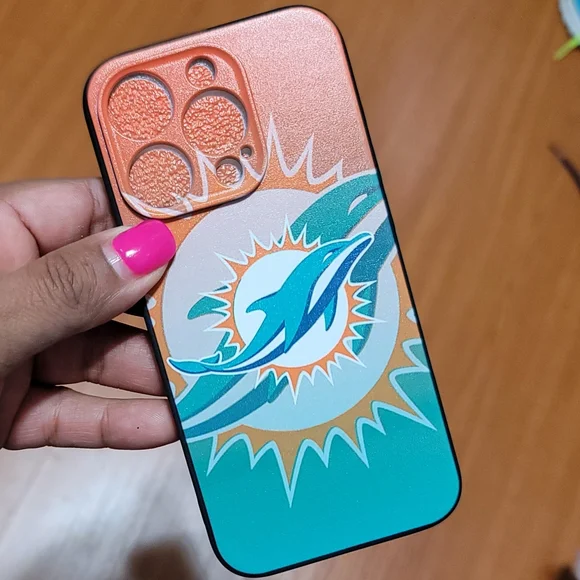 IPhone 15 Pro Miami Dolphins Black Rubber Phone Case