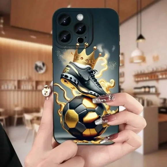 Apple iPhone Phone Case Soccer Ball Crown Shockproof TPU Unisex