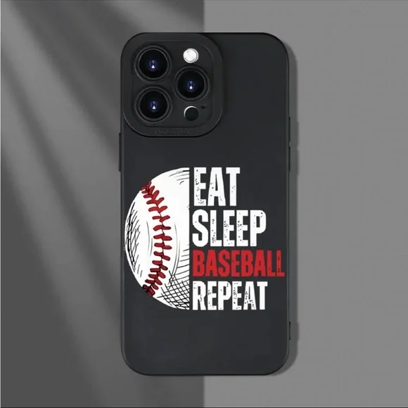 iPhone 15 Pro Phone Case Baseball Black Matte Texture Shockproof Case…