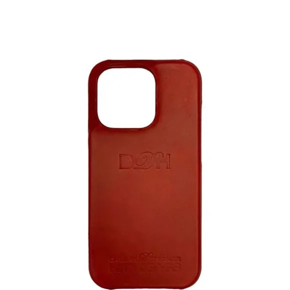 DALLAS DESIGNER HANDBAGS Leather iPhone 15 Pro MagSafe Phone Case Reddish Brown