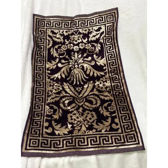 Well dressed home purple gold Greek key hand towel nwot cotton viscose blend