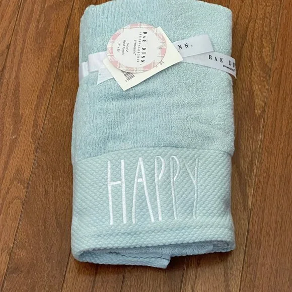 New Rae Dunn by Magenta Blue Happy Easter Hand Towel Set P5
