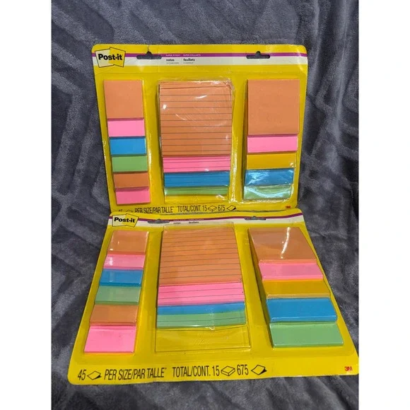 Set‎ of 2- Post-it Super Sticky Notes Supernova Neons Collection 675 Total Count