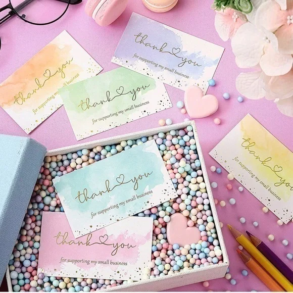 20 BEAUTIFUL Pastel Thank You Card Assortment (Business Card Siz…