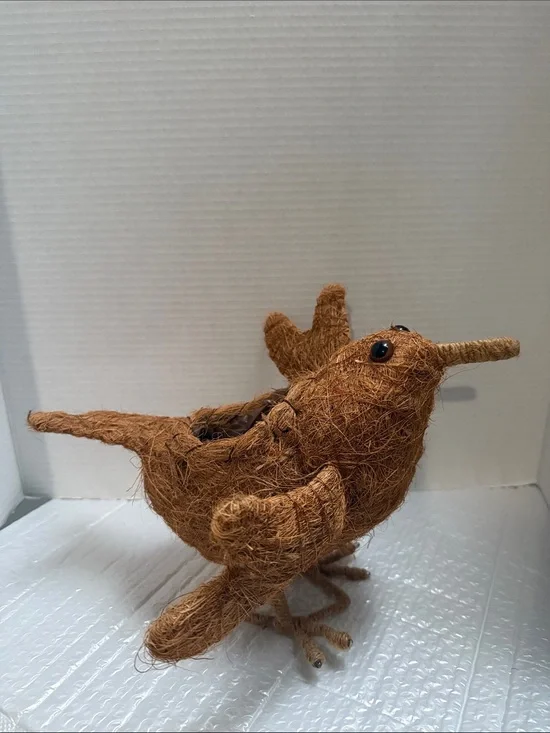 Danish Natural Rustic Twig BIRD Nest Planter Kiwi Farmhouse Cute Handmade Woven.