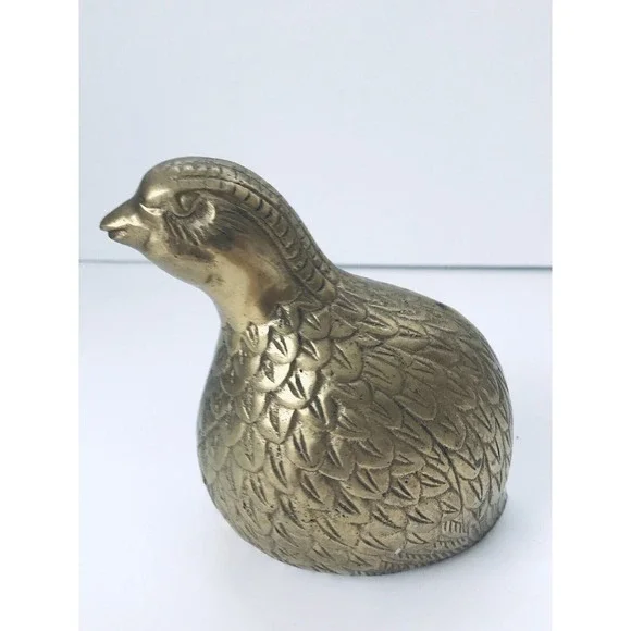 Brass Paperweight Quail Figurine‎ Bird Vintage