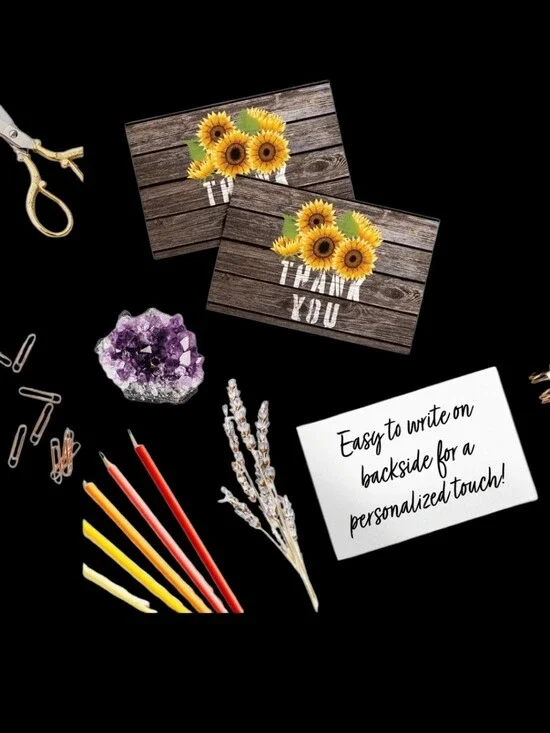 25ct. 4x6 Rustic Sunflower 'Thank You' Cards 3 Random Polymailers ✨️PRICE FIRM✨️