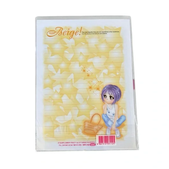 Vintage Y2K Sunflower Fancy Elegance Beige Letter Set Korean Stationary Kawaii