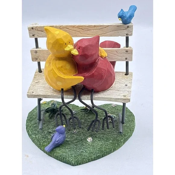 Russ Berrie Tweet Along With Me Resin Bird Bench Figurine Multicolor Decor