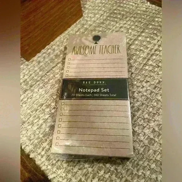 Rae Dunn teacher notepad set, new in package, stocking stuffers, gift, set of 2