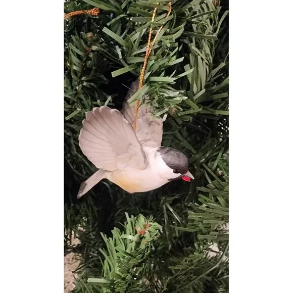 Andrea by Sadek Handpainted Porcelain Chickadee Hanging Ornament Figurine‎ FLAW