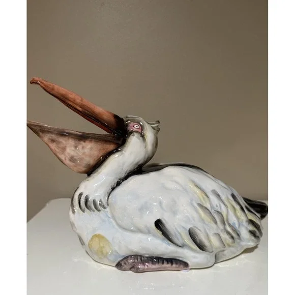 Blue Sky Clayworks PELICAN Ceramic Figurine 10 x 6.75 Coastal Seabird Beach NEW
