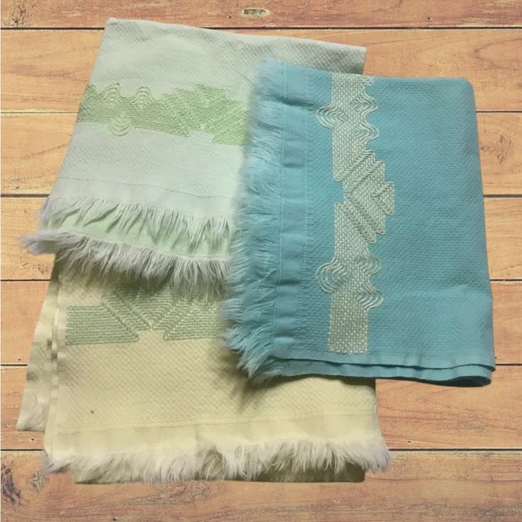 3 Vintage Embroidered Towels