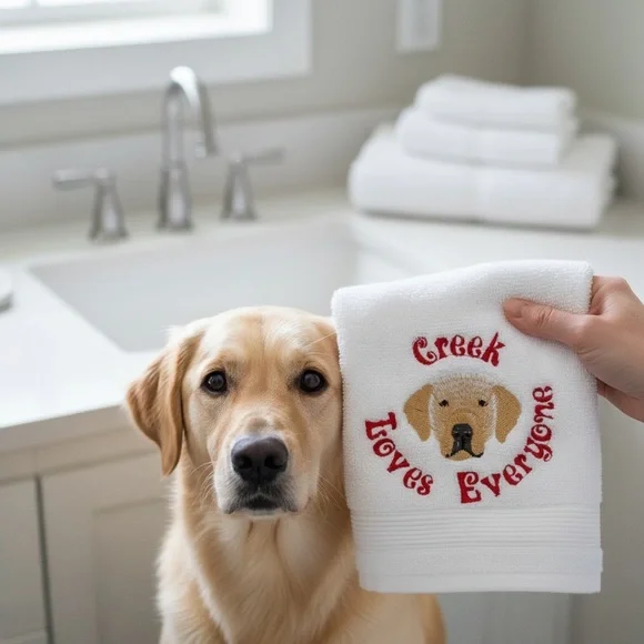 Labrador Hand Personalized Embroidered hand towel any pet dog cat horse etc