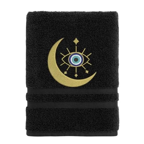Hand Evil Eye Embroidered Hand towel Pick one New Made to order Black