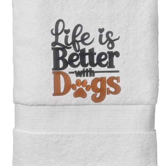 Love is better with Dogs Embroidered hand towel White Dog Lovers