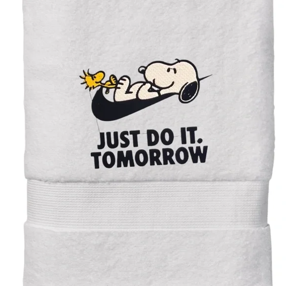 Hand Snoopy Peanuts Embroidered towel Just do it tomorrow 1 towel