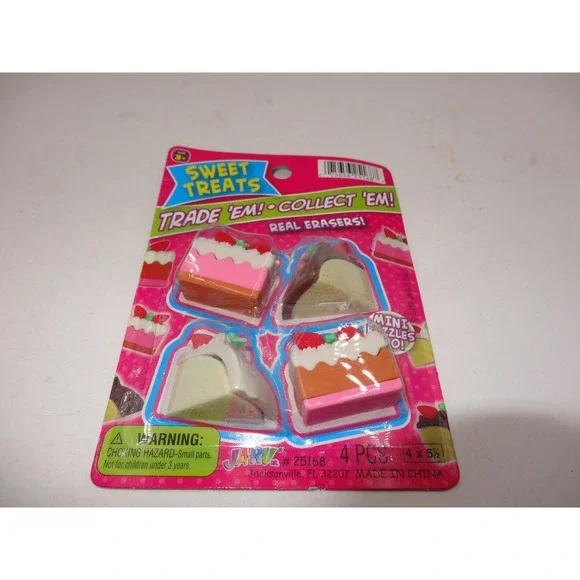 Jaru Sweet Treats 4 Mini Puzzle Erasers New in Package 25168 2012 Cake Slices