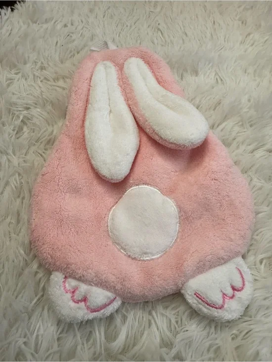 Cotton tail bunny pink plush hand towel bathroom kitchen hanging
