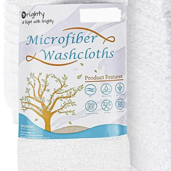 Microfiber Washcloths White Set of 4