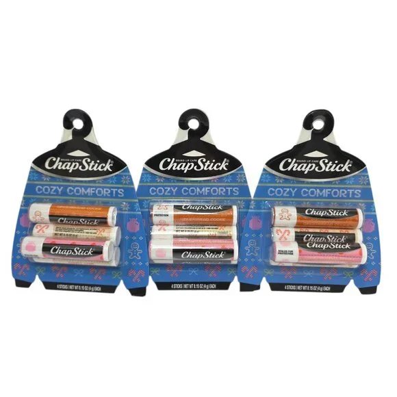 3 Pk (12 Sticks) Chapstick Cozy Comforts Moisturizing Lip Care Limited Edition
