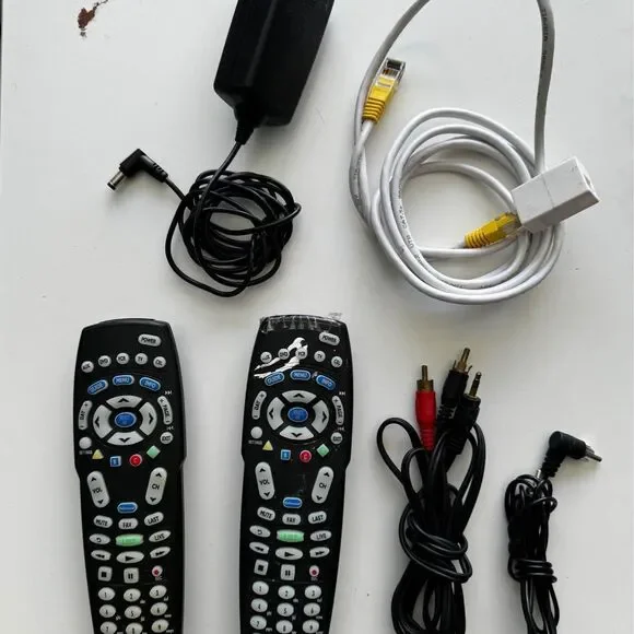2 Spectrum TV Remotes + Power Adapter+ Ethernet Cables & Video Cables